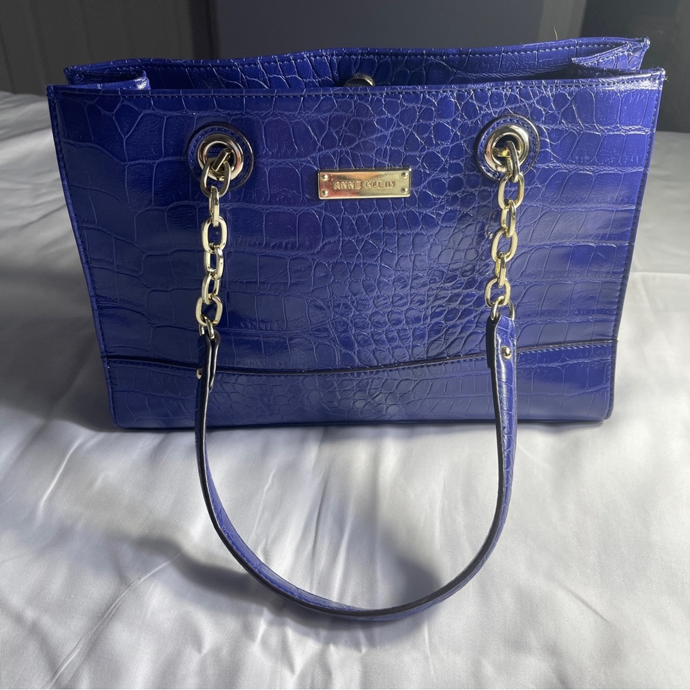 HOBO Anne Klein Royal Blue Croc-Embossed ChainLink Tote